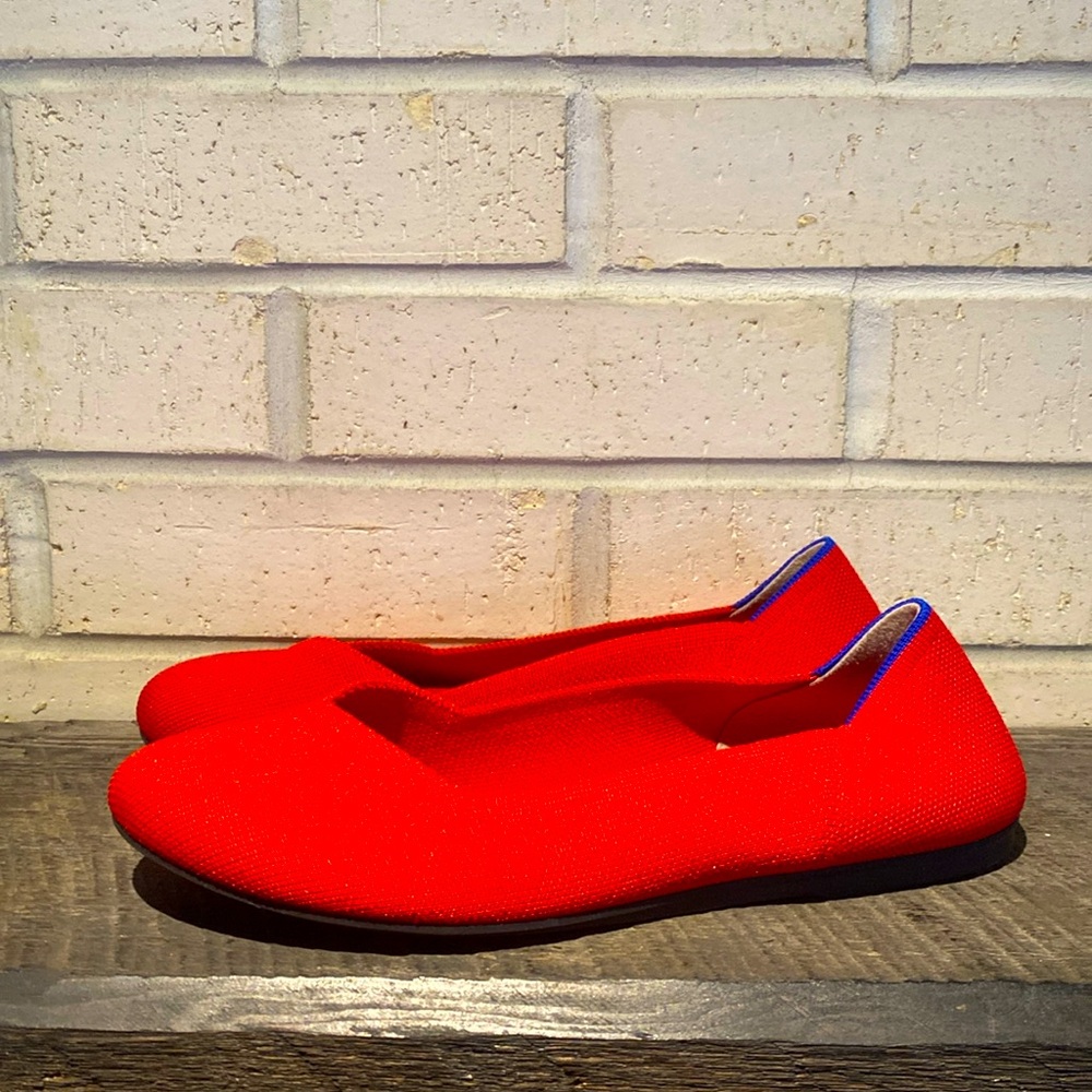 Rothy's Red Flats with Blue Trim